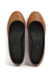 Brown Cruelty Free Leather Flat Ballerinas