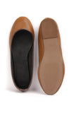 Brown Cruelty Free Leather Flat Ballerinas