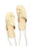 Yellow Kolhapuri Tie Up Flats