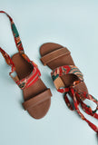 Red Kalamkari Tie Up Flats