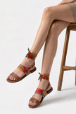 Red Kalamkari Tie Up Flats