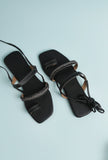 Charcoal Black Braided Tie Up Flats