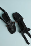 Dusky Black Tie Up Heels
