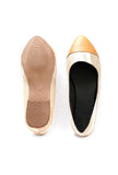 Cream Gold Cruelty Free Leather Ballerinas