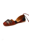 Red and Black Ikkat Cruelty Free Leather Flat Ballerinas