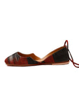 Red and Black Ikkat Cruelty Free Leather Flat Ballerinas