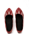 Cherry Red Ikkat Cruelty Free Leather Flat Ballerinas