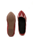 Cherry Red Ikkat Cruelty Free Leather Flat Ballerinas