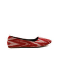 Cherry Red Ikkat Cruelty Free Leather Flat Ballerinas