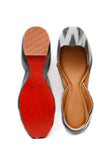 Grey and White Ikkat Cruelty Free Leather Juttis