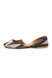Grey and White Ikkat Cruelty Free Leather Juttis