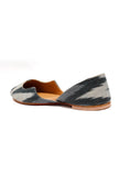 Grey and White Ikkat Cruelty Free Leather Juttis