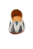 Grey and White Ikkat Cruelty Free Leather Juttis