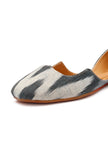 Grey and White Ikkat Cruelty Free Leather Juttis