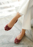 Cherry Red Ikkat Cruelty Free Leather Juttis