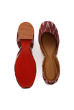 Cherry Red Ikkat Cruelty Free Leather Juttis
