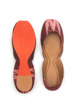 Maroon Ikkat Cruelty Free Leather Juttis