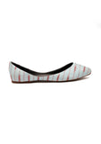 Ice Blue & Red Ikkat Cruelty Free Leather Flat Ballerinas