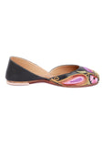 Black Violet Floral Tili Aari Embroidery Jutti