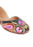 Black Violet Floral Tili Aari Embroidery Jutti