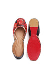 Scarlet Red Floral Tili Aari Embroidery Jutti