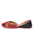 Scarlet Red Floral Tili Aari Embroidery Jutti