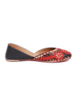 Scarlet Red Floral Tili Aari Embroidery Jutti