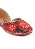 Scarlet Red Floral Tili Aari Embroidery Jutti
