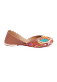 Teal Tan Tili Aari Embroidery Jutti
