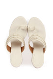 Snow White Vegan Leather Kolhapuri Wedges