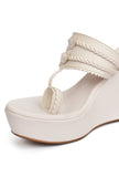 Snow White Vegan Leather Kolhapuri Wedges