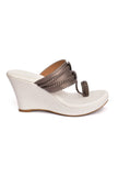Copper Brown Vegan Leather Kolhapuri Wedges
