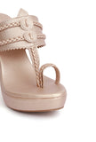 Glimmer Golden Vegan Leather Kolhapuri Heels