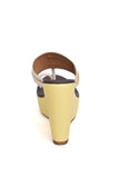 Cream and White Vegan Leather Kolhapuri Wedges