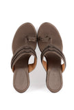 Silver Tan Vegan Leather Kolhapuri Wedges