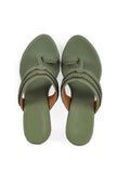 Olive Green Vegan Leather Kolhapuri Heels