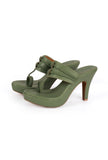 Olive Green Vegan Leather Kolhapuri Heels