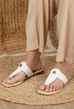 White Pure Hemp Buttoned Flats