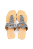 Black and White Pure Hemp Buttoned Flats
