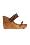 Penny Brown Wooden Carved textured Platform Wedges
