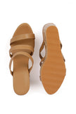 Peanut Brown Wooden Carved Strappy Platform Wedges