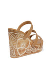 Peanut Brown Wooden Carved Strappy Platform Wedges