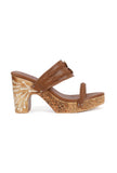 Tawny Brown Wooden Carved Braided Block Heels
