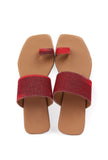 White & Caramel Brown Ikat Cruelty Free Leather One Toe Flats