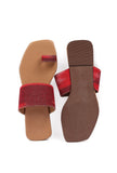 White & Caramel Brown Ikat Cruelty Free Leather One Toe Flats