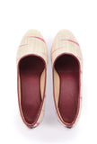 White & Red Ikat Block Heels Cruelty Free Leather Ballerinas