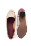White & Red Ikat Block Heels Cruelty Free Leather Ballerinas