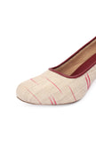 White & Red Ikat Block Heels Cruelty Free Leather Ballerinas