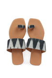 Black & Caramel Brown Ikat One toe Cruelty Free Leather Flats