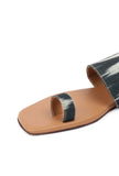 Black & Caramel Brown Ikat One toe Cruelty Free Leather Flats